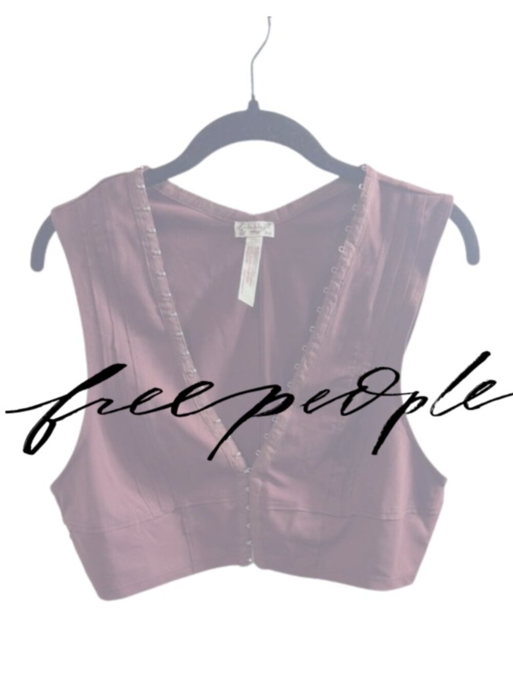 NWOT | Free People Intimately Cropped Linen Vest | Large | Burgundy